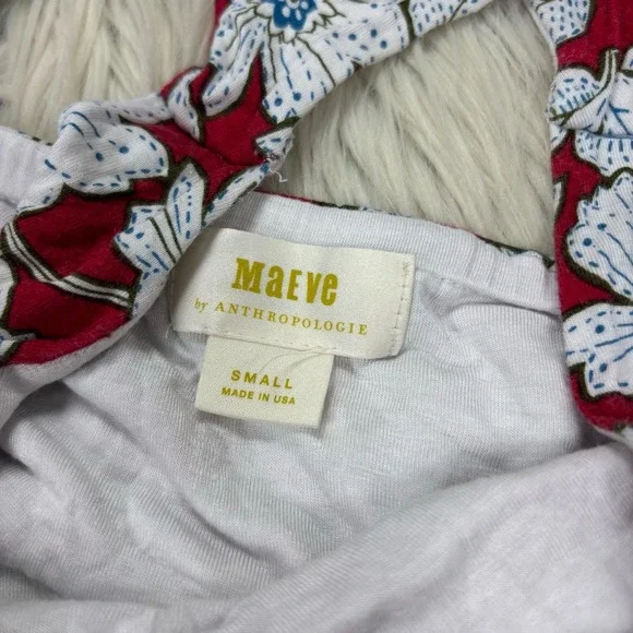 Maeve Women's S Auden Maxi Dress Red White Floral Boho Resort Jersey Stretch - Picture 3 of 9